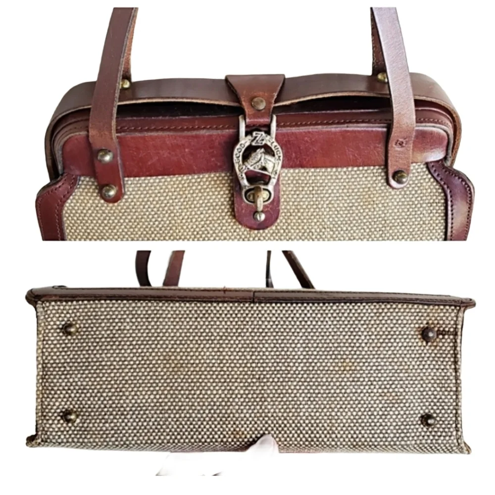 Vintage 50's Mid-Century Modern Zenith Metal Frame Horseshoe Equestrian Handbag - Picture 9 of 16